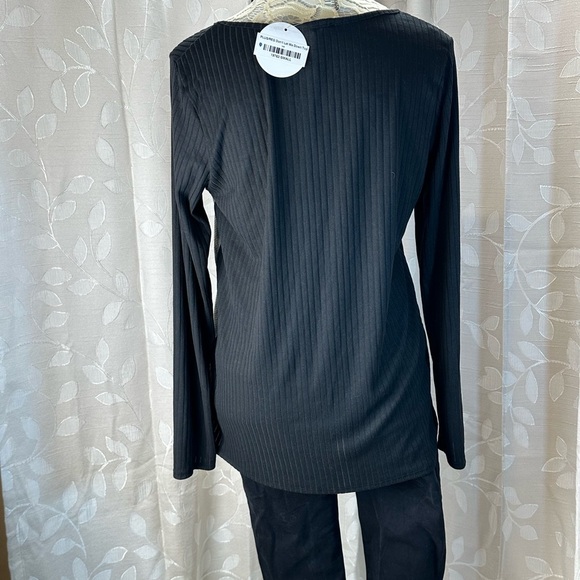 White Birch Women’s Small Black Gray Colorblock Long Sleeve Ribbed Knit Top NWT - Picture 5 of 8